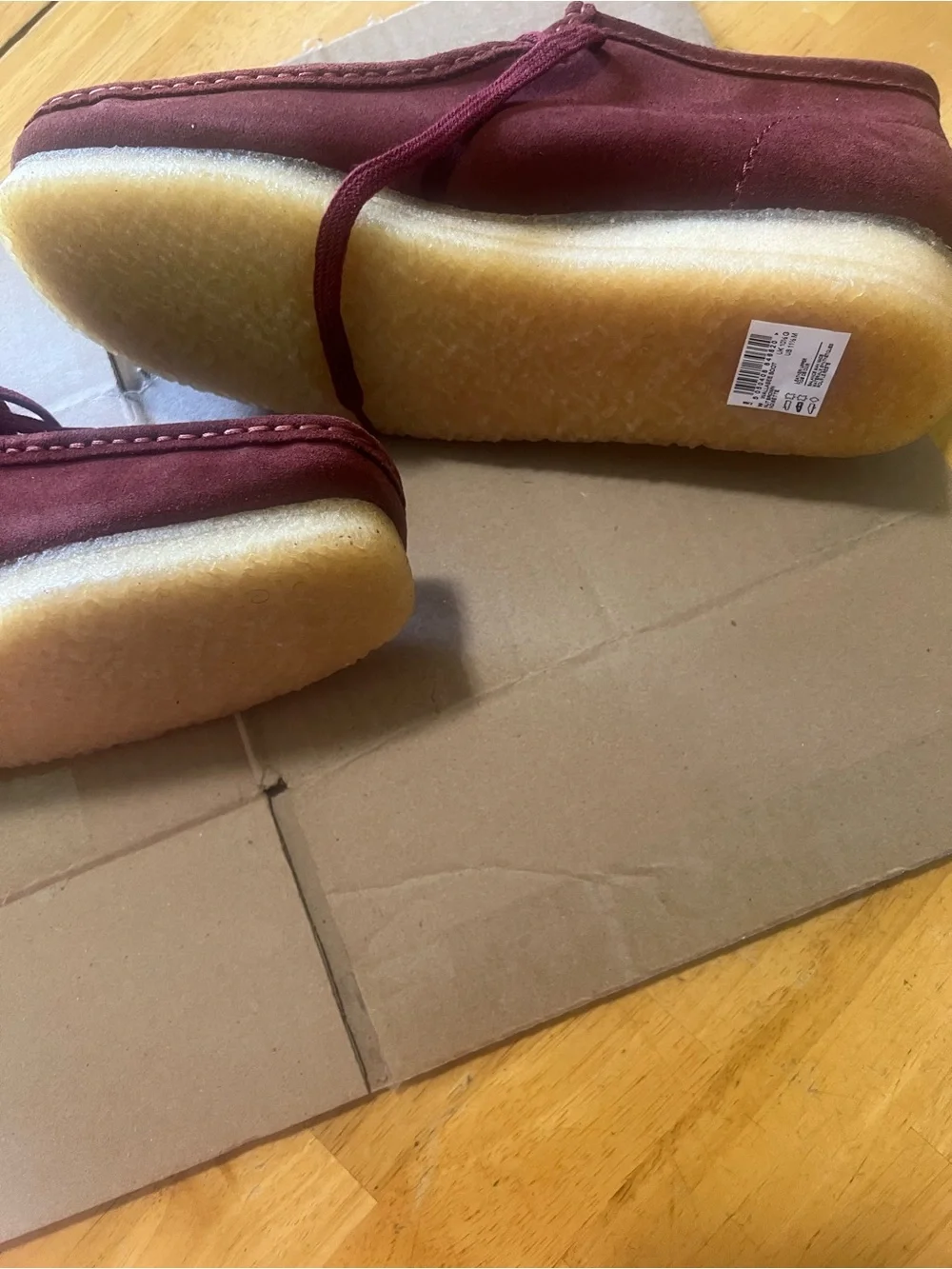 Clarks Men Burgundy Suede Moccasin Lace-Up Shoes
